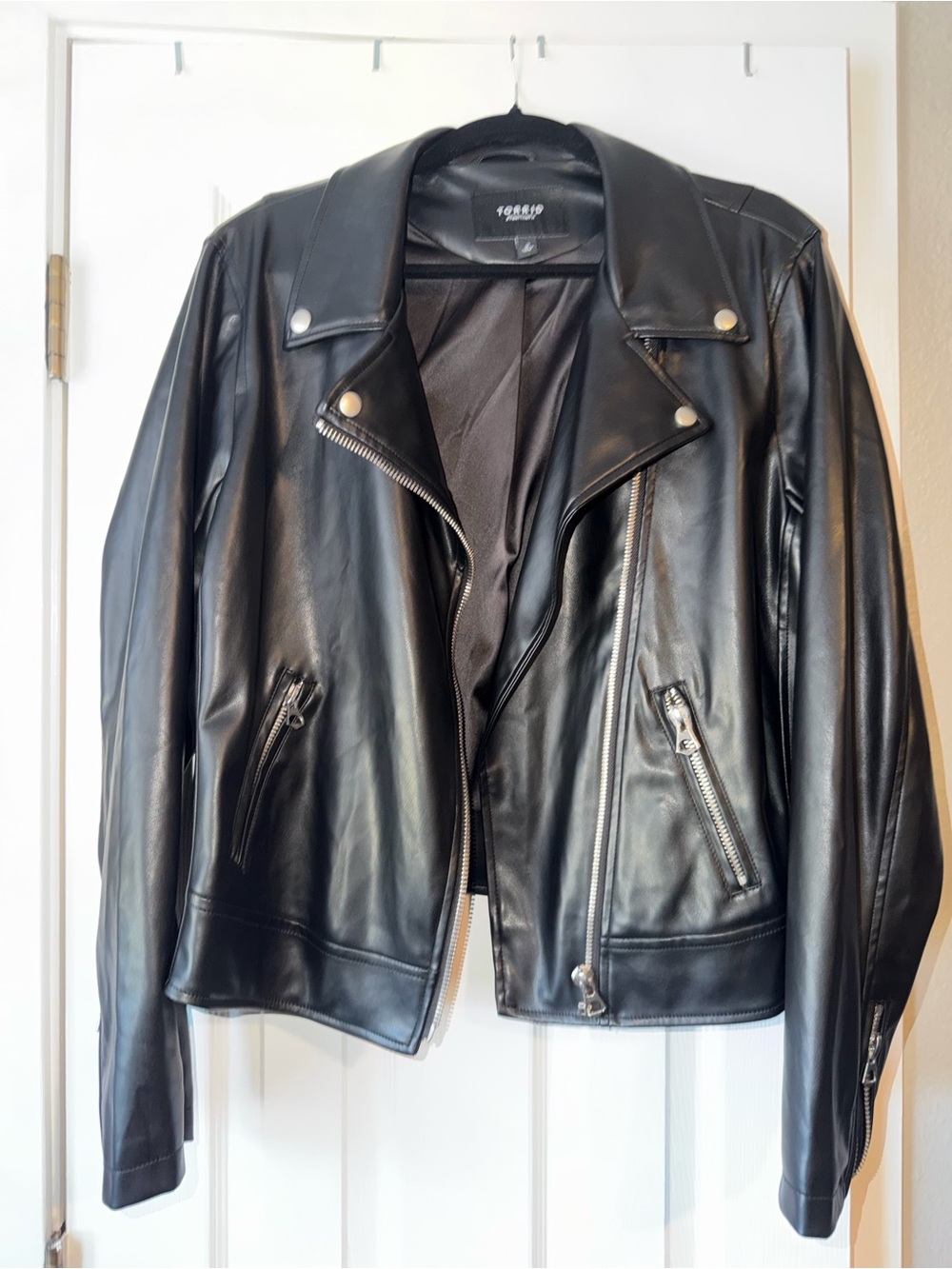Torrid Black Faux Leather Asymmetrical Moto Jacket. 2x New without tags